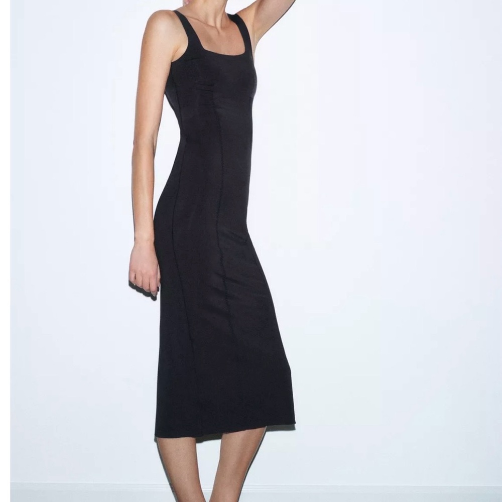 Zara Black Sleeveless Midi Dress